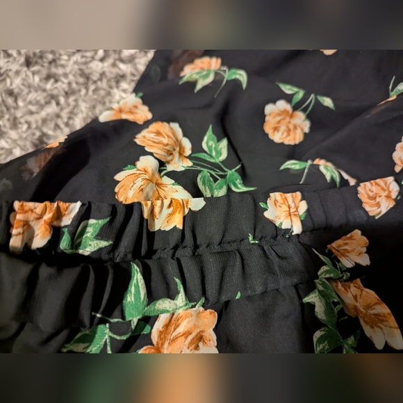 Black Maxi Skirt with Floral Accents - Picture 6 of 6